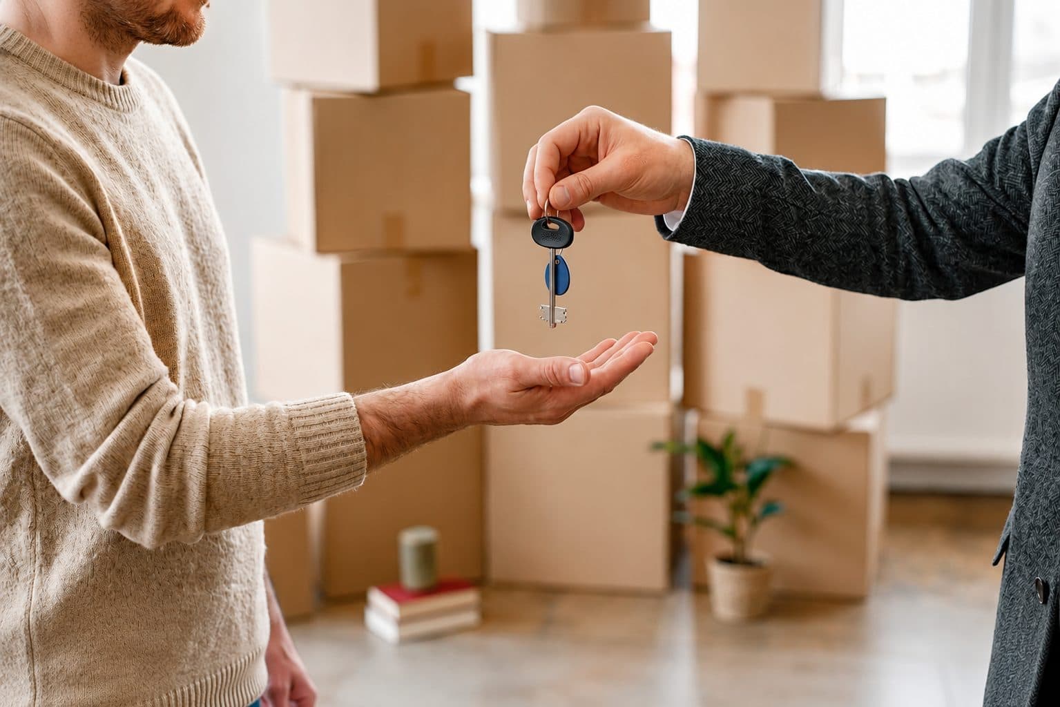 Una inmobiliaria entrega las llaves a un inquilino
